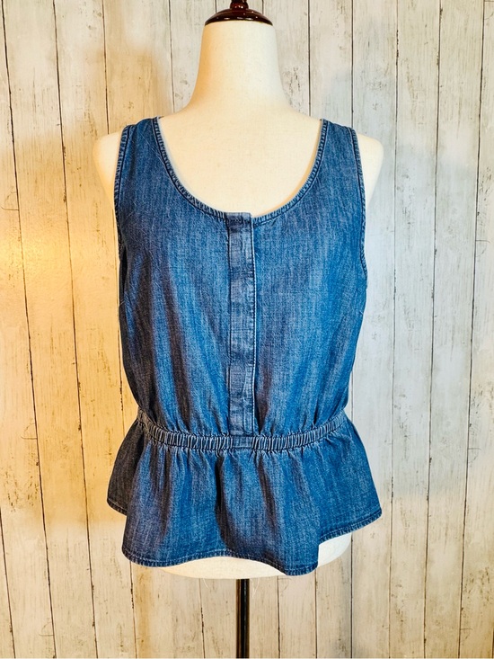 GAP Tops - GAP Denim | Peplum Tank Top Medium Chambray Sleeveless Top